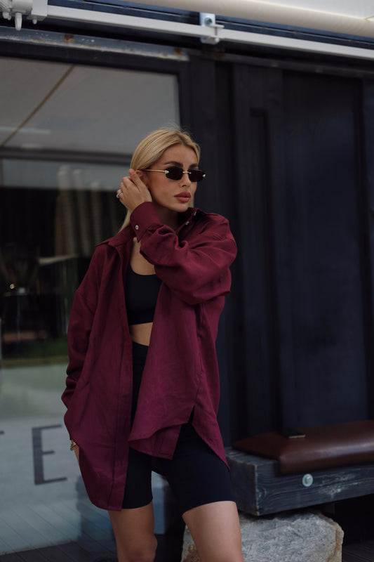Linen shirt Marsala