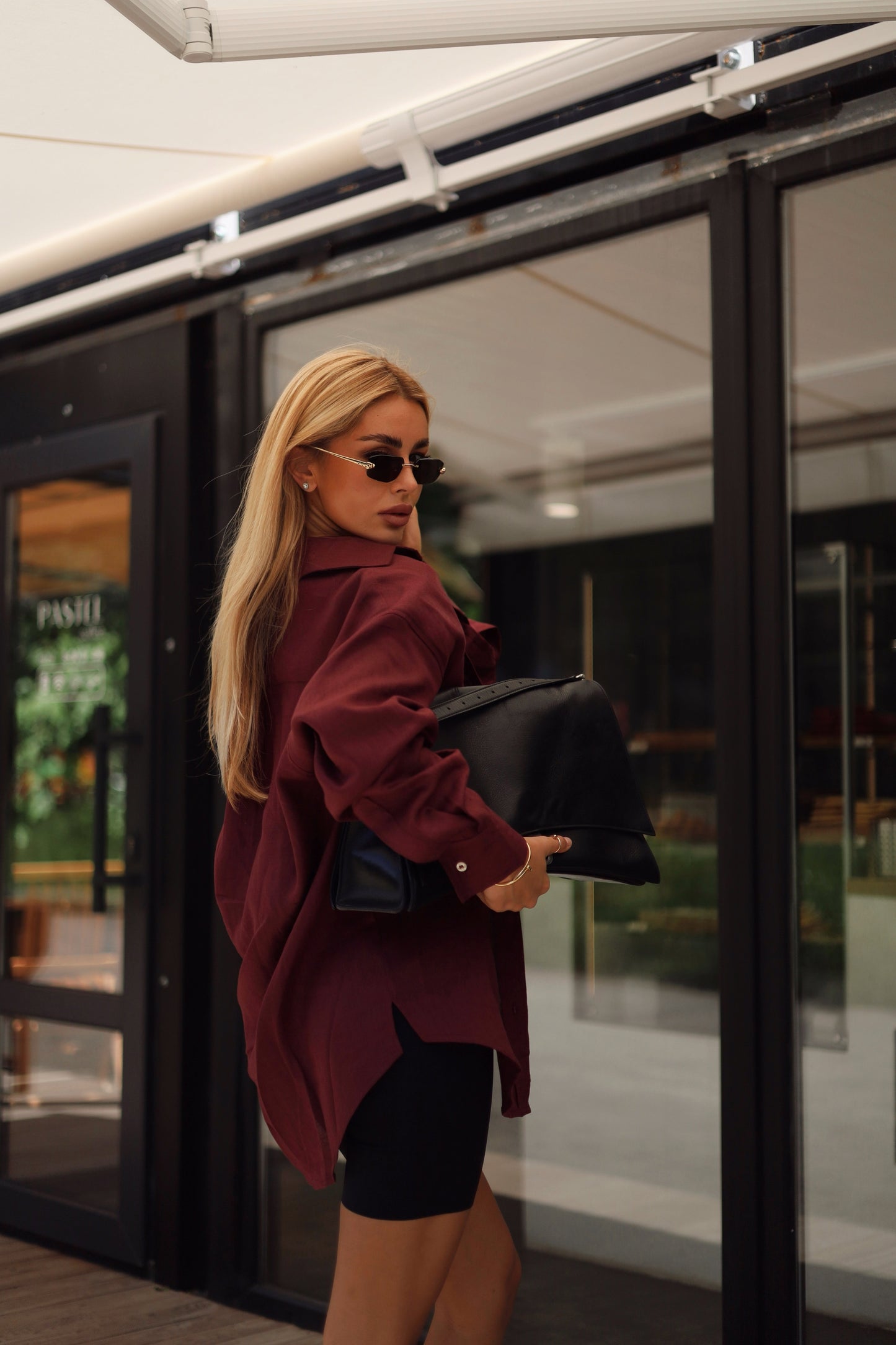 Linen shirt Marsala