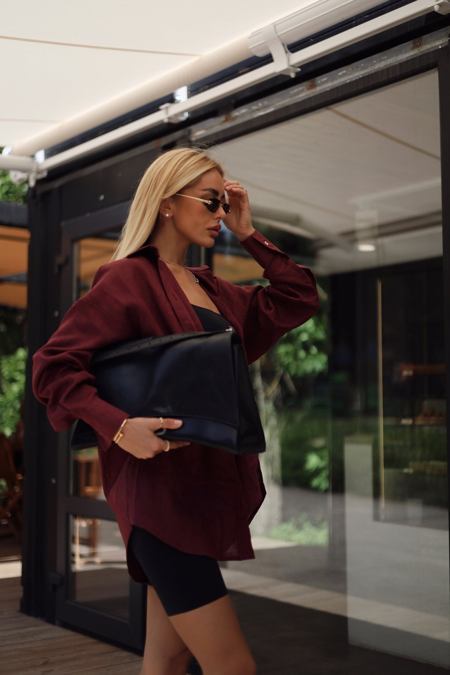 Linen shirt Marsala