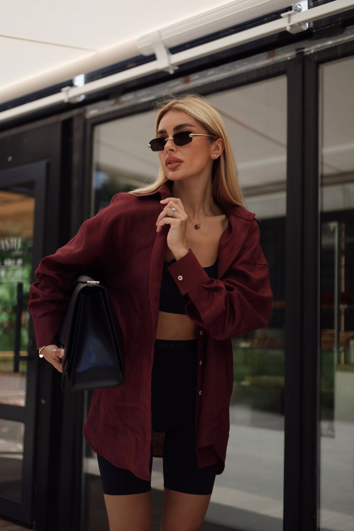 Linen shirt Marsala