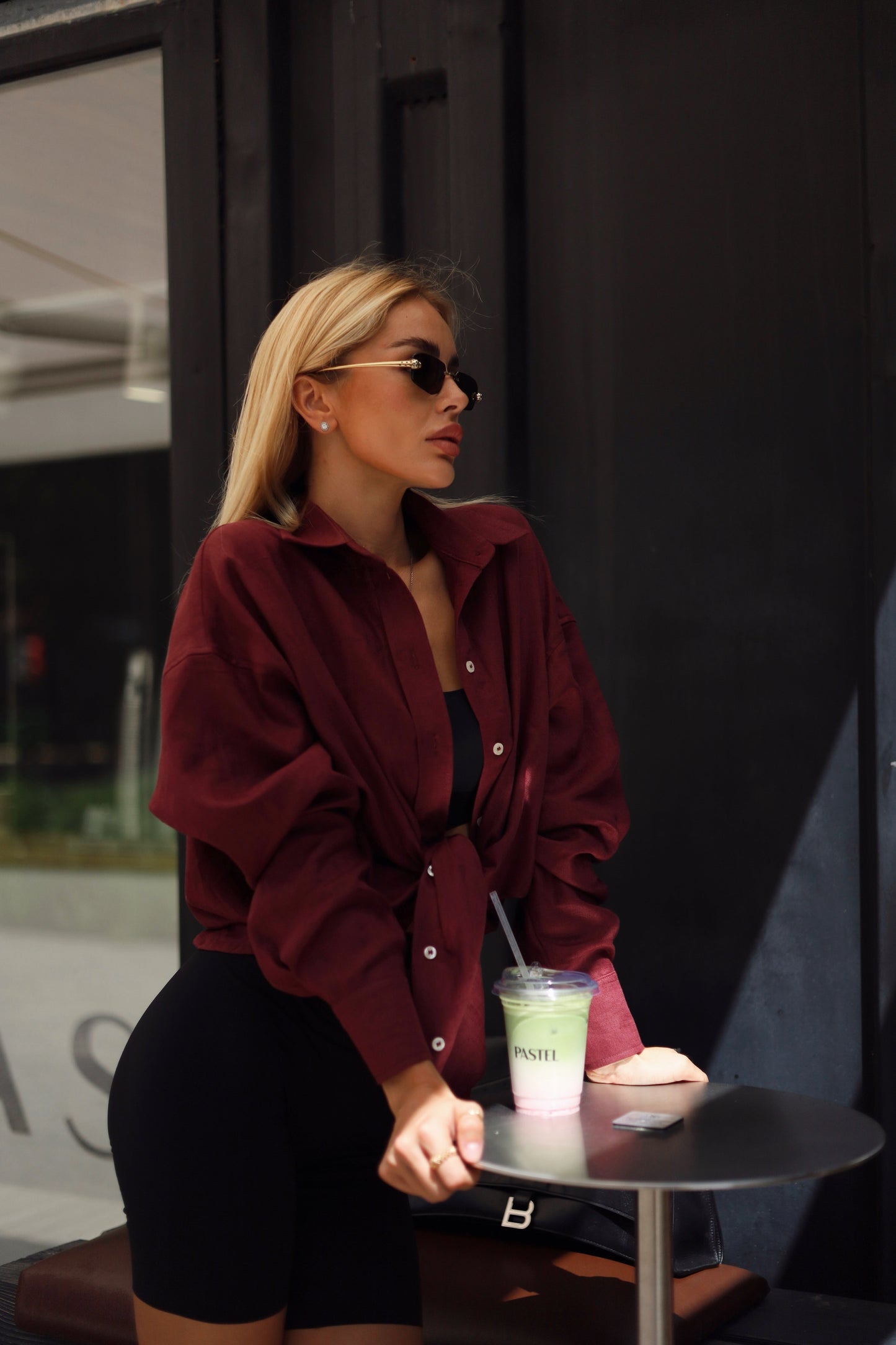 Linen shirt Marsala