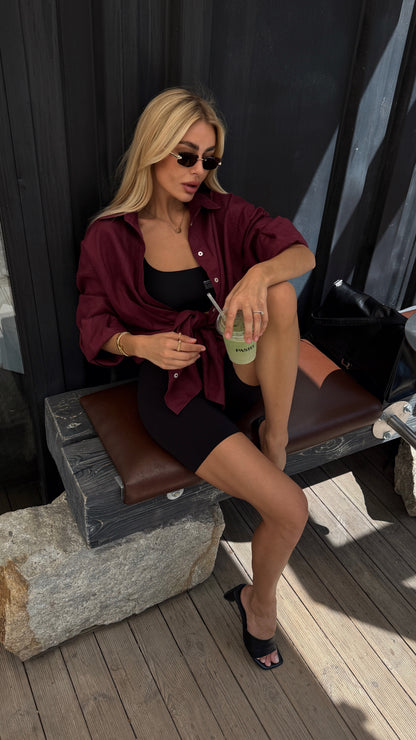 Linen shirt Marsala